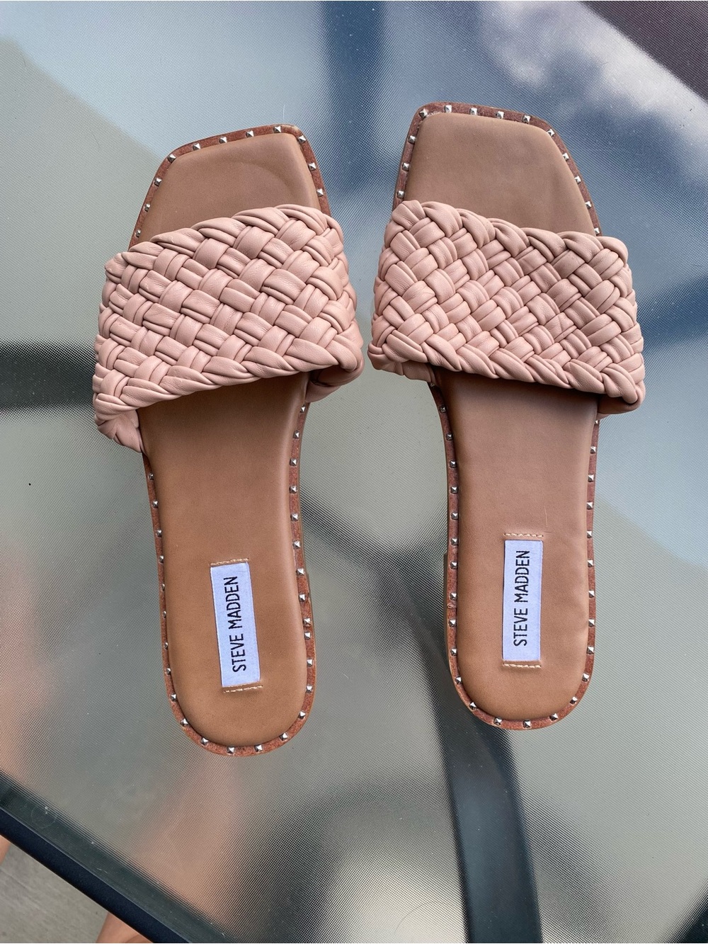 Steve Madden Pink Braided Slide Sandals